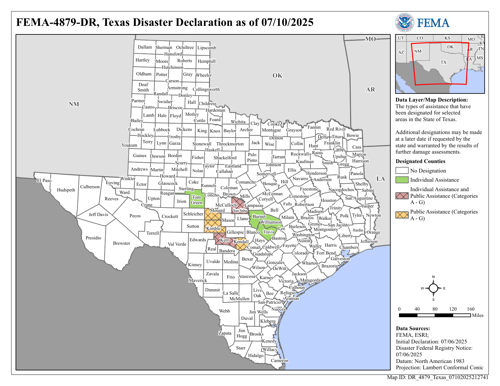 DR 4879 Declared Counties Map